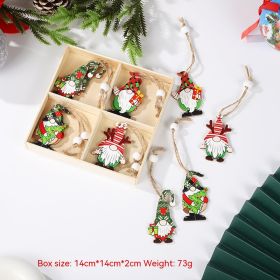 Christmas Painted Wooden Pendant Santa Claus Gift Tree 12 Pack Boxed Decorations