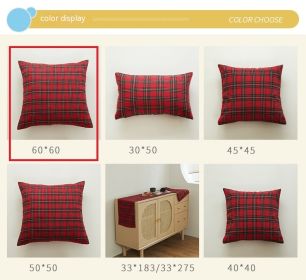 Polyester Cotton Christmas Red And Green Checkered Pillowcase Cover