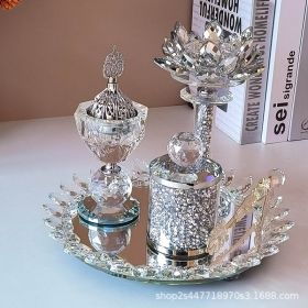 Exclusive For Cross-border Light Diamond Lotus Incense Burner Suit Arabic Incense Burner Round Incense Burner Four-piece Set