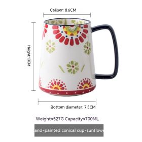 Alley Tail Pastoral Style Large Capacity Hand-painted Cup 700ML Ceramic Mug Office Drinking Glass