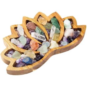 Wooden Crystal Stone Lotus Shape Tray