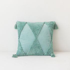 Corduroy Geometric Rhombus Triangle Tufted Embroidered Tassel Pillow Model Room Sofa Cushion Cover