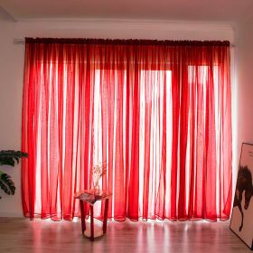 Simple And Modern Balcony Solid Color Gauze Curtain (Option: Red-1x2.7Hook)