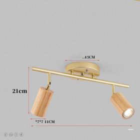 Ceiling Lamp Household Surface Mounted Downlight (Option: Doubleheaded wood color-Trichromatic light)