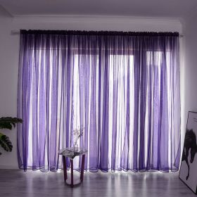 Simple And Modern Balcony Solid Color Gauze Curtain (Option: Grape purple-1.5x2.7Hook)